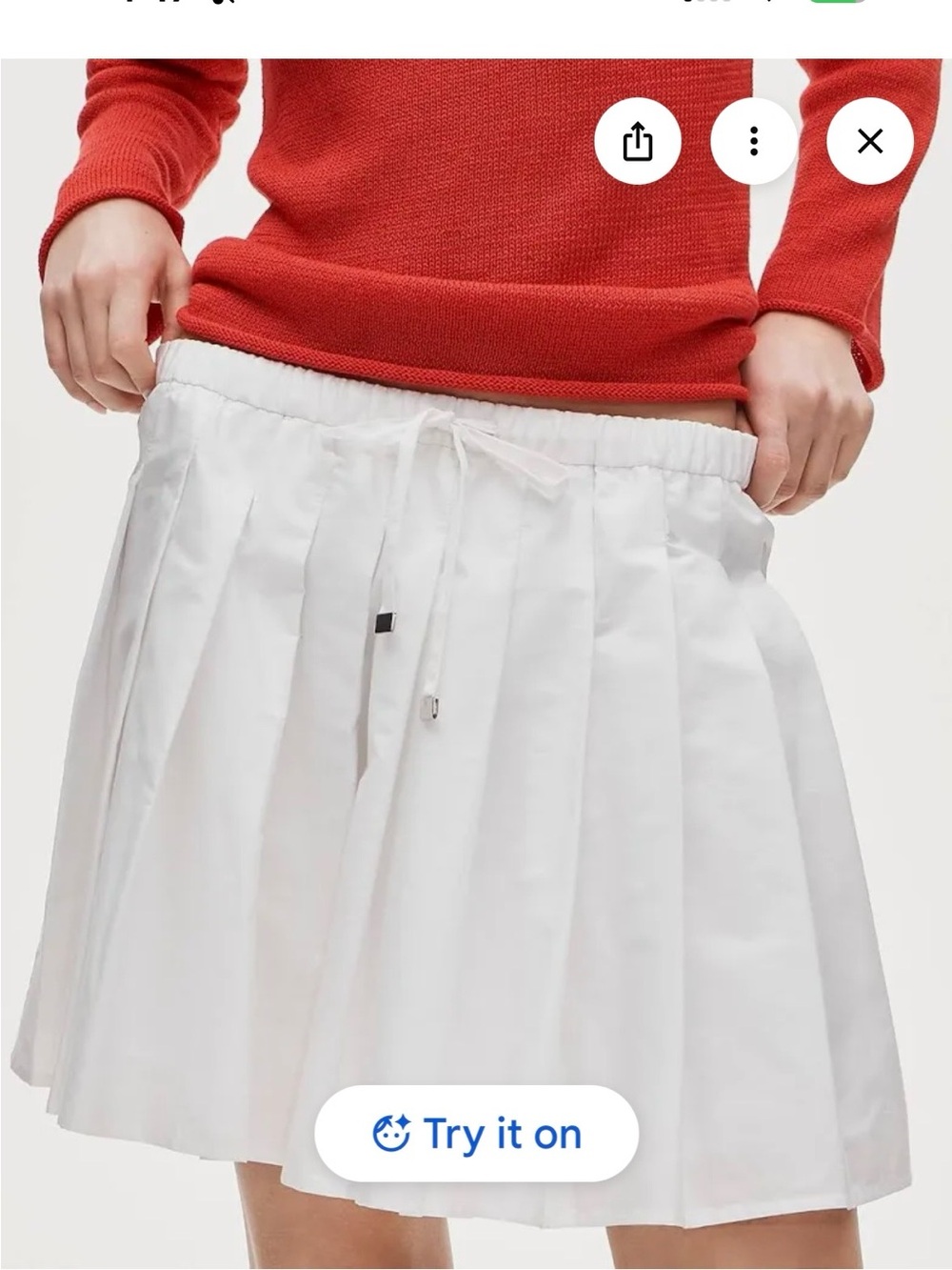 NWT J.Crew White Pleated Drawstring Skirt - Women
